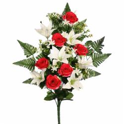 Ram flors artificials cementeri roses i lilium roig