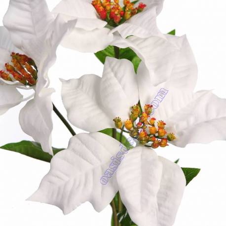 Flor de pascua artificial poinsettia con tres flores