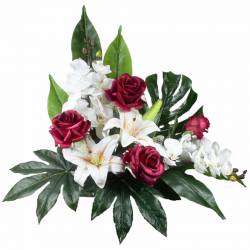 Jardinera flors artificials cementeri roses i orquidies