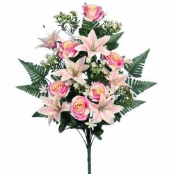 Ram flors artificials cementeri roses i lilium rosa