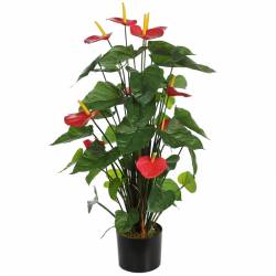 Planta anthurium artificial con maceta 080