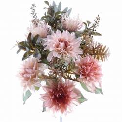 Ramo flores artificiales cementerio dahlias proteas melocoton