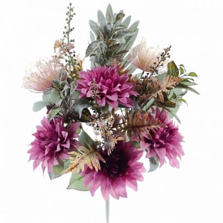 Ram flors artificials cementeri dahlias i protees fucsia