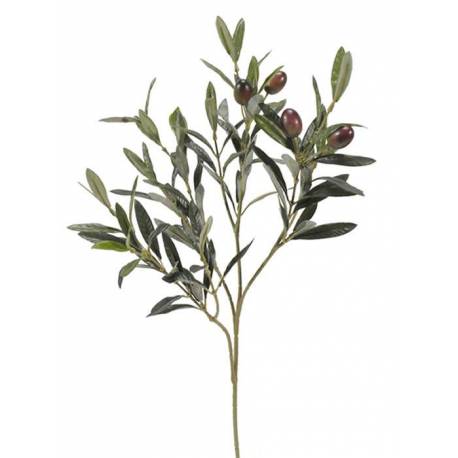 Pequeña rama olivo artificial con aceitunas negras
